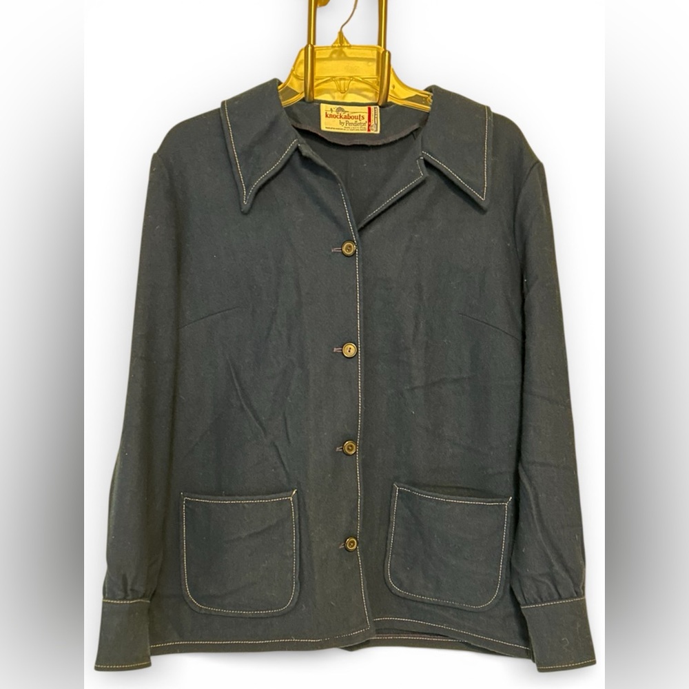 100% Wool Navy Blue Vintage Shacket |Sz M| knockabouts by Pendleton |USA Made